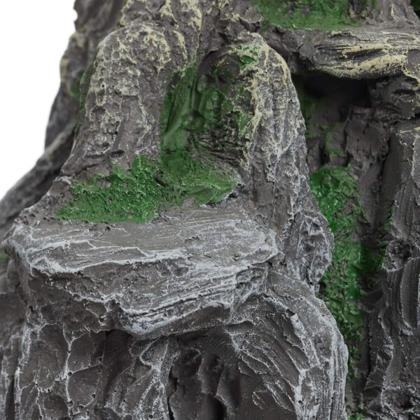 Relaxdays Aquarium Decoration, Rock Formation, Natural Look Ornament, Resin Stone Cave, Fish Tank, 21 cm, Grey/Green, Polyresin, Gray, Pack of 1 - Image 8