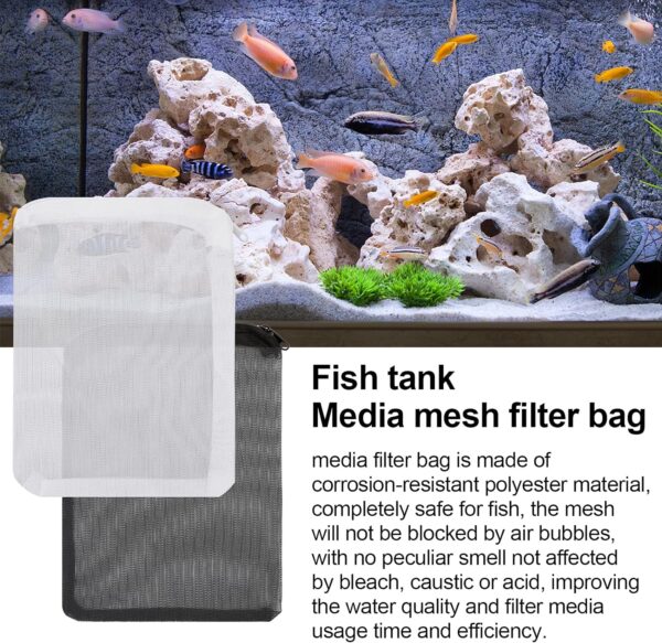Molain Aquarium Filter Bags-10Pcs Fish Tank Media Mesh Filter Bag High Flow Fine Mesh Net Reusable Bags with durable plastic Zipper for Fish Tank Bio Balls, Pelletized Carbon -Mesh hole 1mm - Image 6