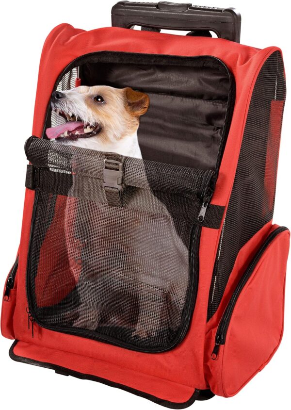 Pet Travel Bag Carrier Backpack with Integrated Trolley and Retractable Handle - Image 2