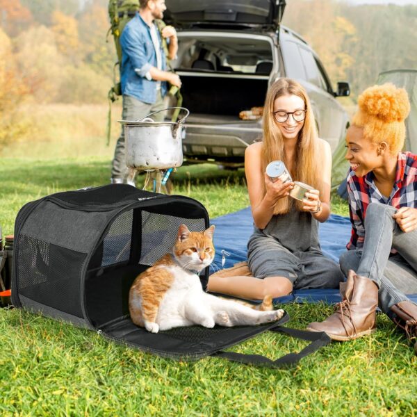 YITAHOME Cat Carrier Airline Approved, Soft-Sided Pet Carrier for Cats and Dogs Up to 15lbs, 5 Sides Breathable Collapsible Cat Travel Carrier with Bottom Protection and Washable Liner, Black - Image 6