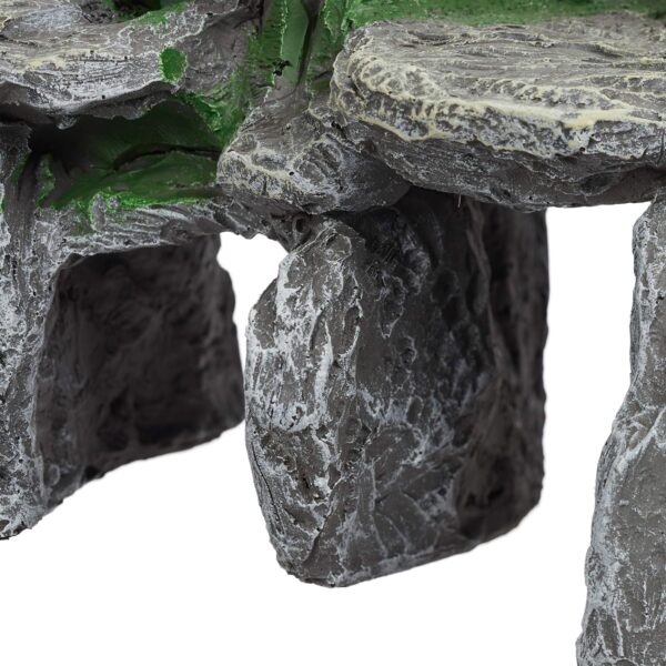 Relaxdays Aquarium Decoration, Rock Formation, Natural Look Ornament, Resin Stone Cave, Fish Tank, 21 cm, Grey/Green, Polyresin, Gray, Pack of 1 - Image 7