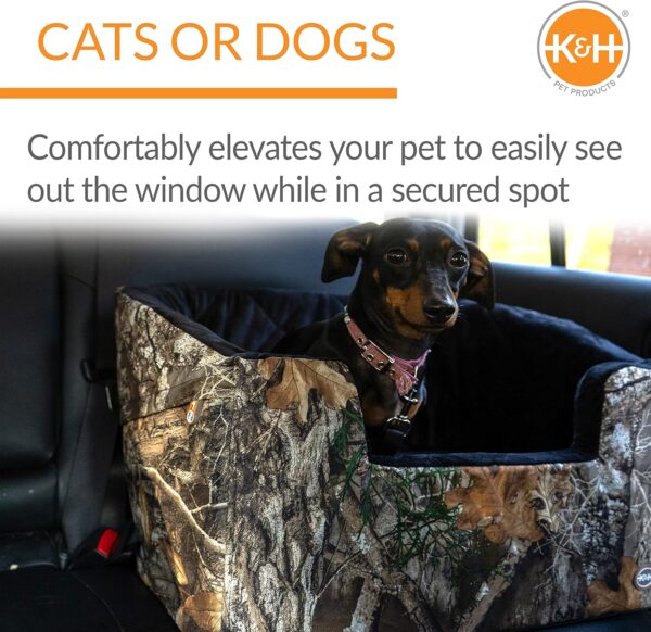 K&H Pet Products Bucket Booster Dog Car Seat with Dog Seat Belt for Car, Washable Small Dog Car Seat, Sturdy Dog Booster Seats for Small Dogs, Medium Dogs, 2 Safety Leashes, Small Realtree Edge Camo - Image 4