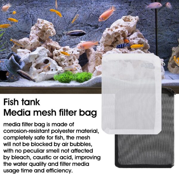 cobee Aquarium Filter Bags,10Pcs Fish Tank Media Mesh Filter Bag with Plastic Zipper, High Flow Media Mesh Filter Bags for Fish Tank Bio Balls(1mm Mesh Hole) - Image 3
