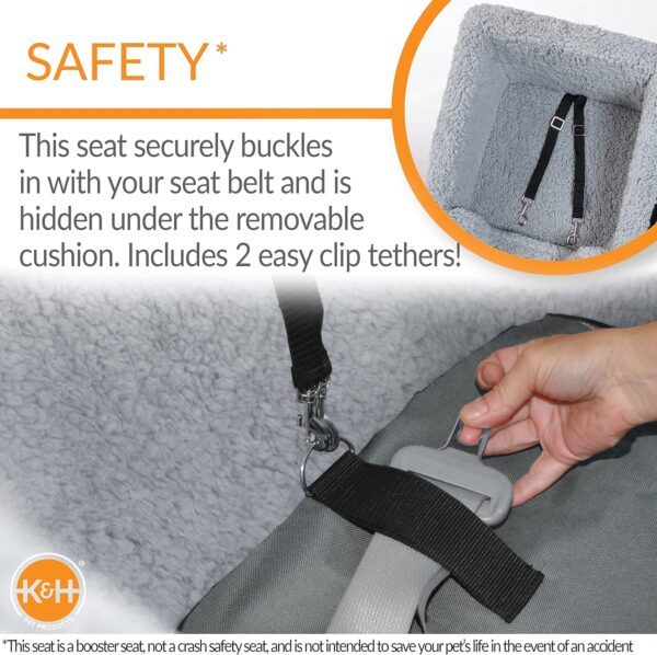 K&H Pet Products Rectangle Bucket Booster Pet Seat - Dog Booster Seat Car Seat for Dogs & Cats Collapsible Rectangle Gray/Gray Large - Image 5
