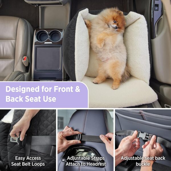 Lesure Small Dog Car Seat - Waterproof Dog Booster Seat, Car Dog Seat For Medium Dog With Storage Pockets, Clip-On Leash For Pet Travel Carrier Bed,54.5x49.5x38cm, Black - Image 2