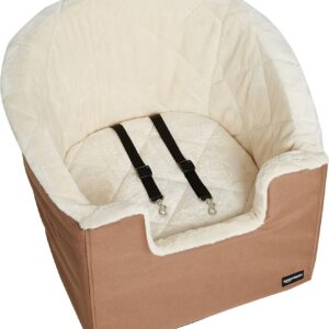 Amazon Basics Dog Car Seat, Pet Bucket Booster Seat, Beige/Tan, 47 cm