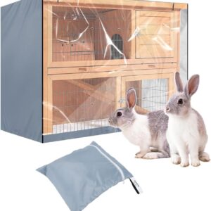 BORDSTRACT Rabbit Hutch Cover, Durable Oxford Rabbit Cage Dust Cover Bunny Hutch Poultry Cage Covers Waterproof(Grey)