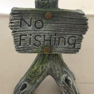 Betta Small Aquarium Ornament No Fishing Sign Grey