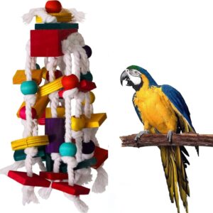 Bird Block Toys,Parrot Chewing Toys,Parrot Cage Bite Toys Wooden Block Tearing Toys