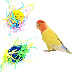 Bohue Fiesta Ball Stuffers Parrot Chews Parrot Chewing Foraging Toys Pet Bite Chewing Ball Colorful Bird Chewing Ball for Small Parrots Love Birds Cockatiels Conures (2)