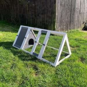 Bunny Business Pet Supplies Apex Run with Enclosure Rabbit/Guinea Run Hutch Hutches, 4ft Triangular Runs (GREY-HVY)