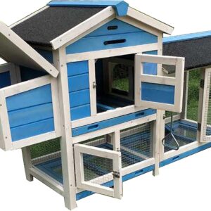 CUTTE 2 Levels Wooden Rabbit Hutch, Outdoor Small Animal House Waterproof Chicken Coop Guinea Pig Cage Pigeon Cage Chicken Coop Environmental