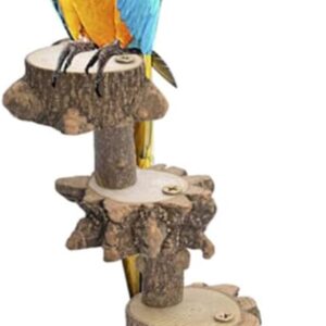 CuisinSmart 4 Steps Ladder Bird Perch Platform Natural Wood Standing Playground For Parakeet Large Parrot Cage Climbing Toy