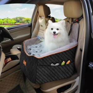 DESELL Dog Booster Car Seat with Adjustable Separating Seat Cushion, Dog Car Seat Small Medium Sized Dogs Under 35lbs with Washable Pee Pad, Seat Belt, Pet Travel Carrier Bed (Balck3)