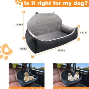 Dog Car Seat Bed for Large/Medium Dog or 2 Small Dogs, Pet Booster Seat for Dog/Cat Travel Safety,Soft Fabric and Non-Slip Base,Pet Car Seat Sofa can be Disassembled and Easy to Clean(Grey)