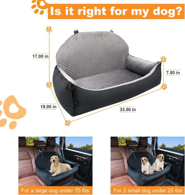 Dog Car Seat Bed for Large/Medium Dog or 2 Small Dogs, Pet Booster Seat for Dog/Cat Travel Safety,Soft Fabric and Non-Slip Base,Pet Car Seat Sofa can be Disassembled and Easy to Clean(Grey)