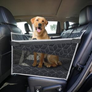 Dog Car Seat for Medium/Large Sized Dog, Back Seat Extender for Dogs,Waterproof Dog Booster Car Seat for Dogs, Dog Travel Car Bed with Storage Pockets, Hard Bottom Large Dog Car Seat for SUV