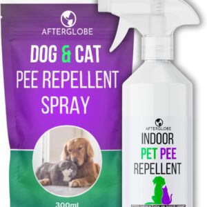 Dog and Cat Urine Repellent Spray – Safely Train Your Pet to Not Pee or Mark in your Home – Natural Puppy Toilet Training Spray and Indoor Dog Pee Repellent 300ml Afterglobe