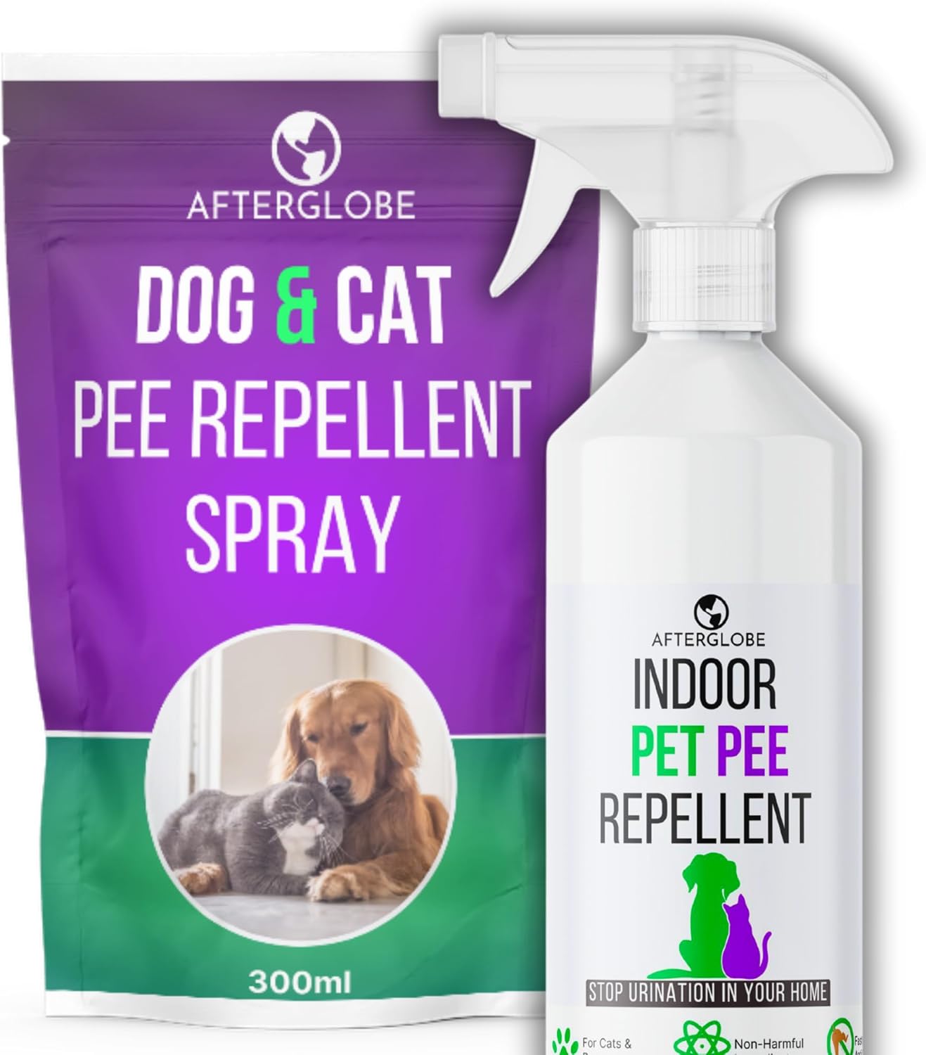 Dog and Cat Urine Repellent Spray – Safely Train Your Pet to Not Pee or Mark in your Home – Natural Puppy Toilet Training Spray and Indoor Dog Pee Repellent 300ml Afterglobe