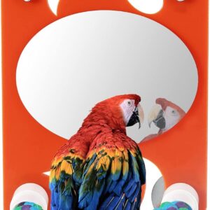 Esenlong Acrylic Bird Mirror with Rope Perch Parrots Bird Toy with Perch for Greys Amazons Parakeet Cockatiel Lovebirds