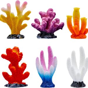 FORYNXHWIN 6Pcs Mini Coral Decor Fish Tank, Multicolor Artificial Ocean Coral Reef Ornaments for Aquarium Decorations