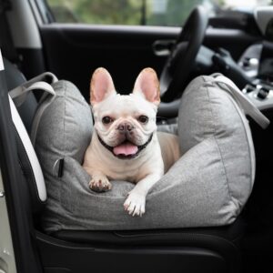 FUNNYFUZZY Small Dog Car Seat, Portable Puppy Dog Booster Seats for Car with Storage Pocket, Clip-On Dog Leash, Adjustable Straps Under 25lbs, Dog Car Carrier for Travel for Small Pets…