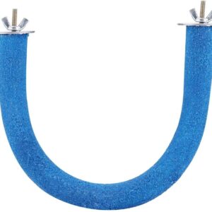 Fdit Bird Perch U-Shape Wood Perch Stand Rack Paw Grinding Toys for Parrot Macaw African Grey Budgie Parakeet Cockatiel Conure Lovebird Cage Shelf(blue)