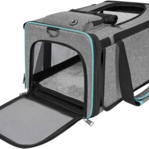 GAPZER Cat Carrier American, United, Delta Airline Approved/Soft-Sided Pet Travel Bag for Medium Cat 15+ lbs Small Dog Traveling Crate Under 15 Pounds TSA Approved Carrying Cage Underseat Cabin Gray