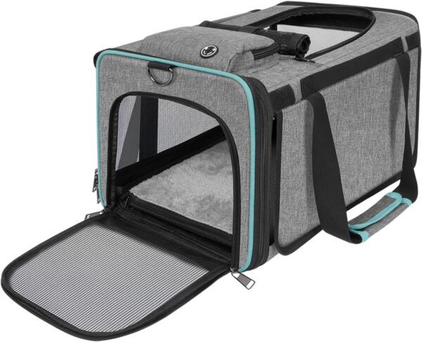 GAPZER Cat Carrier American, United, Delta Airline Approved/Soft-Sided Pet Travel Bag for Medium Cat 15+ lbs Small Dog Traveling Crate Under 15 Pounds TSA Approved Carrying Cage Underseat Cabin Gray