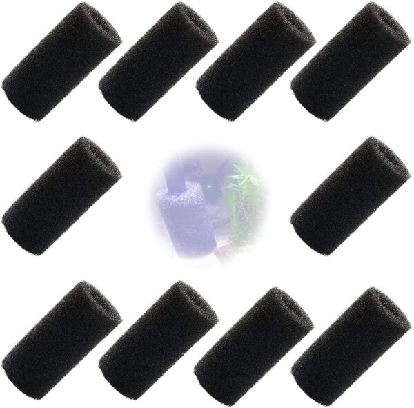 GOIYZTTR 10 Pcs Aquarium Pre-Filter Sponge Roll, Intake Filter Sponge for Aquarium, Fish Tank, Prevent Inhalation of Small Animals, Black, 20 mm