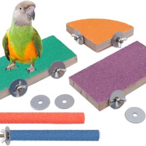 Geluode 5 Pack Bird Perches,Natural Wood Birdcage Scrub Stand Platform for Bird Parrot Budgies Parakeet Cockatiels Conure Lovebird Cage Paw Grinding Toy