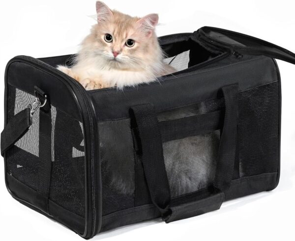 HITSLAM Pet Carrier Cat Carrier Soft Sided Pet Travel Carrier for Cats, Small dogs, Kittens or Puppies, Collapsible,Durable,Airline Approved,Travel Friendly (M)