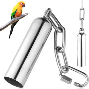 HPiano Stainless Steel Bell Toys For Parrots 2 pcs, Stainless Steel Bells Toy with Sweet Sound for Bird Parrot Macaw African Greys Cockatoo Parakeet Cockatiels