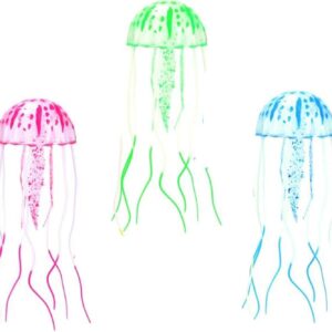 Jellyfish, 3Pcs Artificial Fake Jellyfish Glowing Effect Jellyfish Ornament Floating Aquarium Decorations for Fish Tank Decoration Ornament