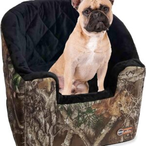 K&H Pet Products Bucket Booster Dog Car Seat with Dog Seat Belt for Car, Washable Small Dog Car Seat, Sturdy Dog Booster Seats for Small Dogs, Medium Dogs, 2 Safety Leashes, Small Realtree Edge Camo