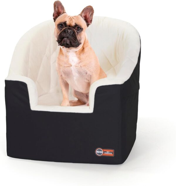 K&H Pet Products Bucket Booster Pet Seat - Dog Booster Seat Car Seat for Dogs & Cats Collapsible Small Black/Cream, 100546597