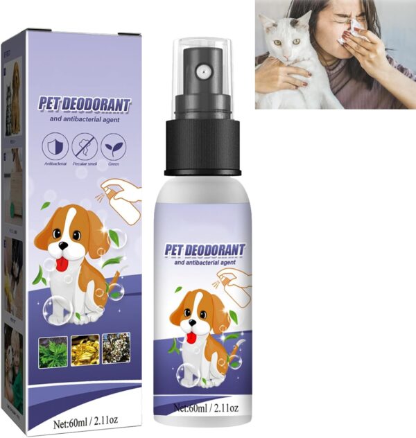 KOAHDE Pet Clear Odor Spray,Natural Pet Odor Spray,Pet Odor Removal Spray,Dogs Odor Removal Spray,Pet Odour Eliminator Spray,Cat Spray Odour Remover,Pet Stain and Odour Remover,60ML,1PC