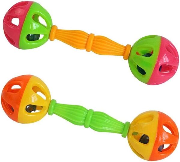 KieTeiiK 2 Pcs Pet Parrot Toys Interactive Colorful Ball With Bells Plastic Toy For Medium Birds Parrots Budgies Cockatiels Bird House Kits For Children To Build 2 Pack