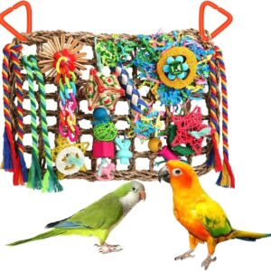 LIANRISES Bird Toys Budgie Toys And Accessories Cockatiel Toys Bird Toys For Caged Birds Parrot Toys Bird Cage Toys Lovebrid Shredding Seagrass Foraging Toys