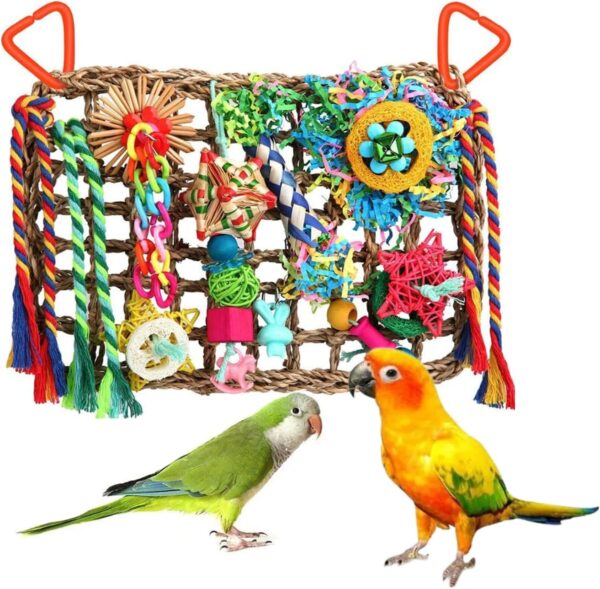 LIANRISES Bird Toys Budgie Toys And Accessories Cockatiel Toys Bird Toys For Caged Birds Parrot Toys Bird Cage Toys Lovebrid Shredding Seagrass Foraging Toys