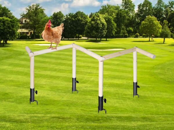 Large Chicken Perch Toy for Coop, Wooden Chick Perch Stand with Metal Ground Plug, Chicken Coop Backyard Poultry Accessories, Suitable for Poultry Rooster Chicks Large Bird Parrot