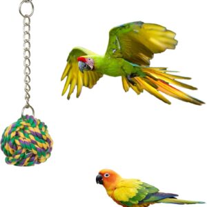 MEISH Parrot Knots Ball Rope Hanging Chain Parrot Toy Bird Chewing Toy Parakeet Cage Bite Toys Bird Foot Balls for Bird Parrot Budgie