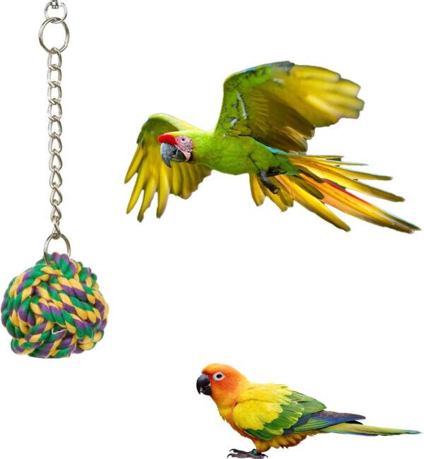 MEISH Parrot Knots Ball Rope Hanging Chain Parrot Toy Bird Chewing Toy Parakeet Cage Bite Toys Bird Foot Balls for Bird Parrot Budgie