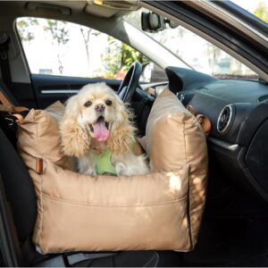 Melloz Pet Travel Carrier, Dog Car Seat for Small Dogs (Brown)