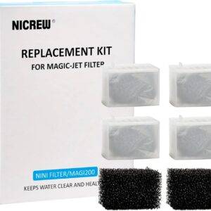 NICREW Replace Cartridge for Fish Tank Filter 150L/H & 200L/H, Aquarium Filter Foam and Active Carbon