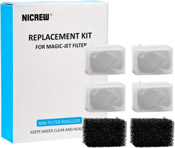 NICREW Replace Cartridge for Fish Tank Filter 150L/H & 200L/H, Aquarium Filter Foam and Active Carbon