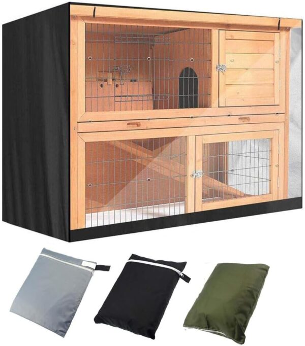 NOGRAX 3PCS Universal Rabbit Hutch Cover, Thickening Small Animals Hutch Cover, Waterproof Rabbit Cage Dust Cover, 210D Oxford Fabric, 48 x 19 x 41in