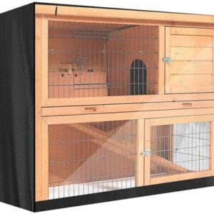 NOGRAX Outdoor Rabbit Cage Cover, Waterproof Rabbit Cage Dust Cover, Double Hutch Thickening Cover for Bunny, for Rubbits Hamsters Pets 122 x 50 x 105cm black