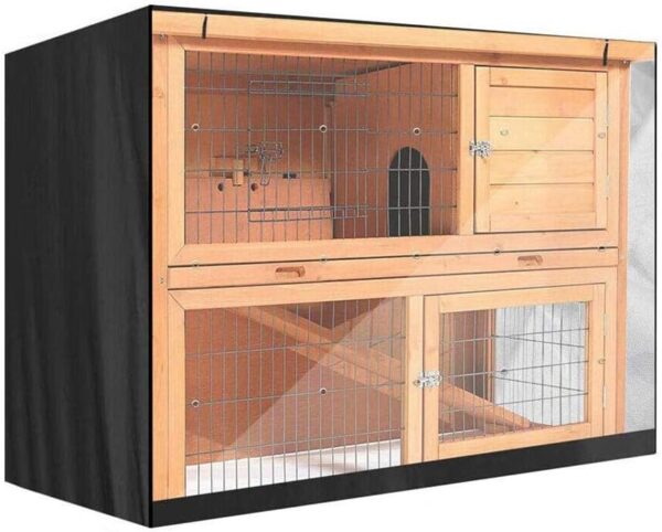 NOGRAX Outdoor Rabbit Cage Cover, Waterproof Rabbit Cage Dust Cover, Double Hutch Thickening Cover for Bunny, for Rubbits Hamsters Pets 122 x 50 x 105cm black