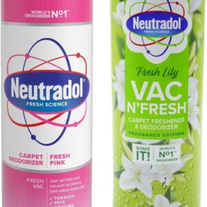 Neutradol Fresh Pink & Vac n Fresh Lily - Carpet Deodorizer & Carpet Freshener - Carpet Cleaner & Odor Eliminator - Effective Refresh with Shake and Vac Carpet Freshener, 2 Pack + Cheeroo Magnet